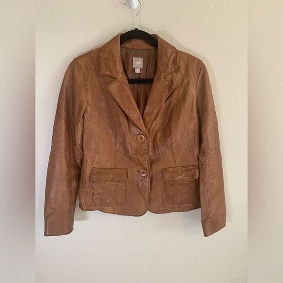 J Jill Brown Leather Jacket size PS - Picture 1 of 7